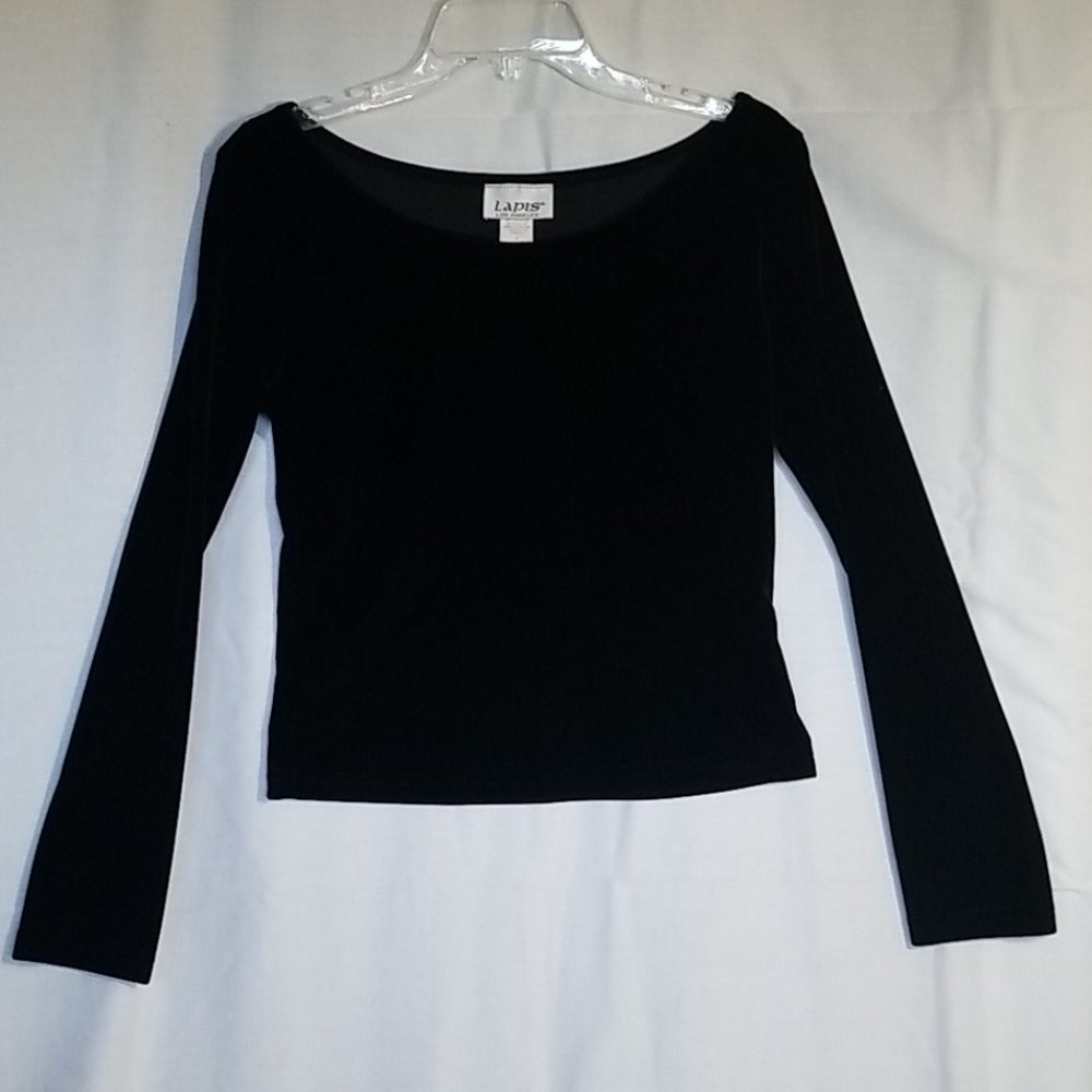 Velveteen fitted knit boat neck shirt
